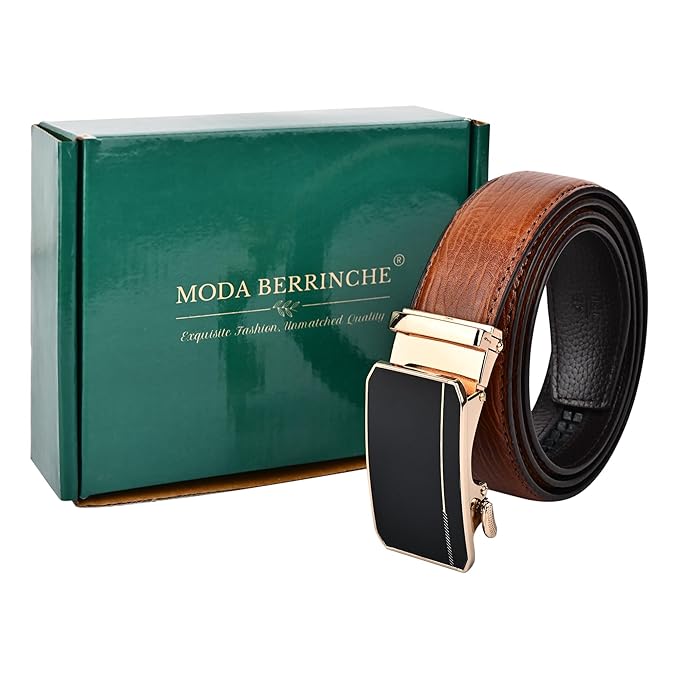 Moda B Aurum Arlune | Premium Leather Ratchet Buckal Waist Belt | 32-39 Inches Waist Size | Genuine Leather | For Men | Aurum Collection