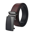 Moda B Premium Leather Reversible Waist Belt, Autolock Buckle, Black and Brown, Fits Waist Size up to 44 Inches. For Men. STYLE 2