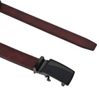 Moda B Premium Leather Reversible Waist Belt, Autolock Buckle, Black and Brown, Fits Waist Size up to 44 Inches. For Men. STYLE 2