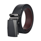 Moda B Premium Leather Reversible Waist Belt, Autolock Buckle, Black and Brown, Fits Waist Size up to 44 Inches. For Men. STYLE 2