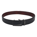 Moda B Premium Leather Reversible Waist Belt, Autolock Buckle, Black and Brown, Fits Waist Size up to 44 Inches. For Men. STYLE 2