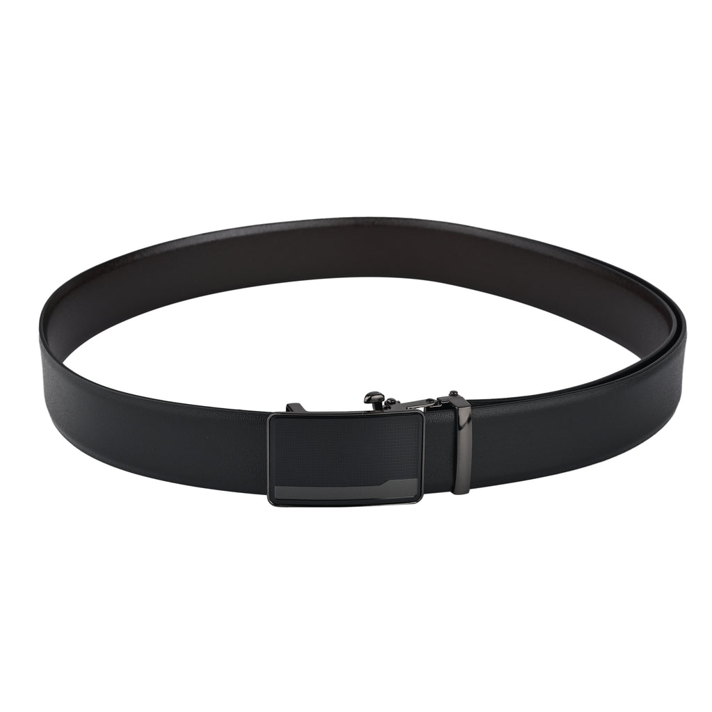 Moda B Premium Italian Leather Reversible Waist Belt, Autolock Buckle, Black and Brown, Fits Waist Size up to 44 Inches. For Men STYLE 2