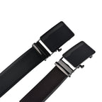 Moda B Premium Italian Leather Reversible Waist Belt, Autolock Buckle, Black and Brown, Fits Waist Size up to 44 Inches. For Men STYLE 2