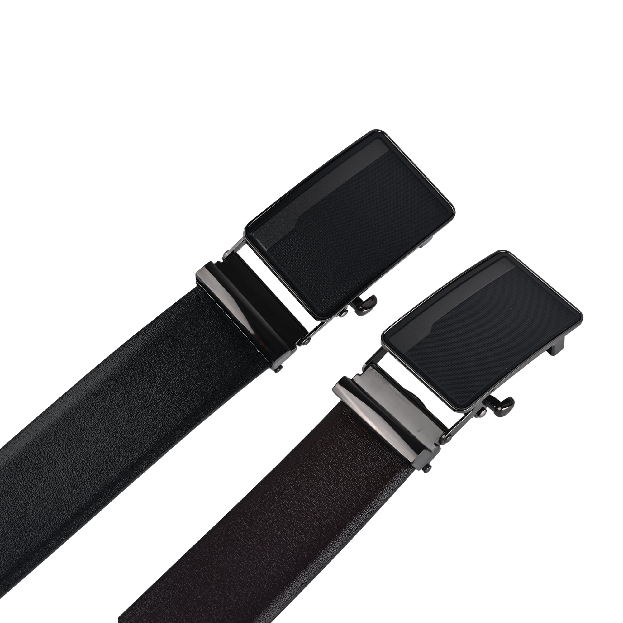 Moda B Premium Italian Leather Reversible Waist Belt, Autolock Buckle, Black and Brown, Fits Waist Size up to 44 Inches. For Men STYLE 2