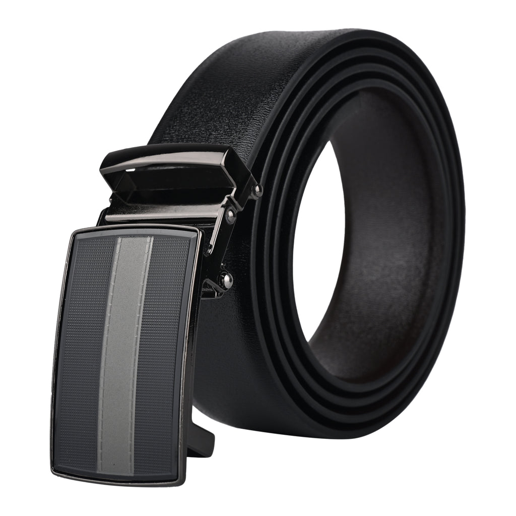 Moda B Premium Italian Leather Reversible Waist Belt, Autolock Buckle, Black and Brown, Fits Waist Size up to 44 Inches. For Men STYLE 3