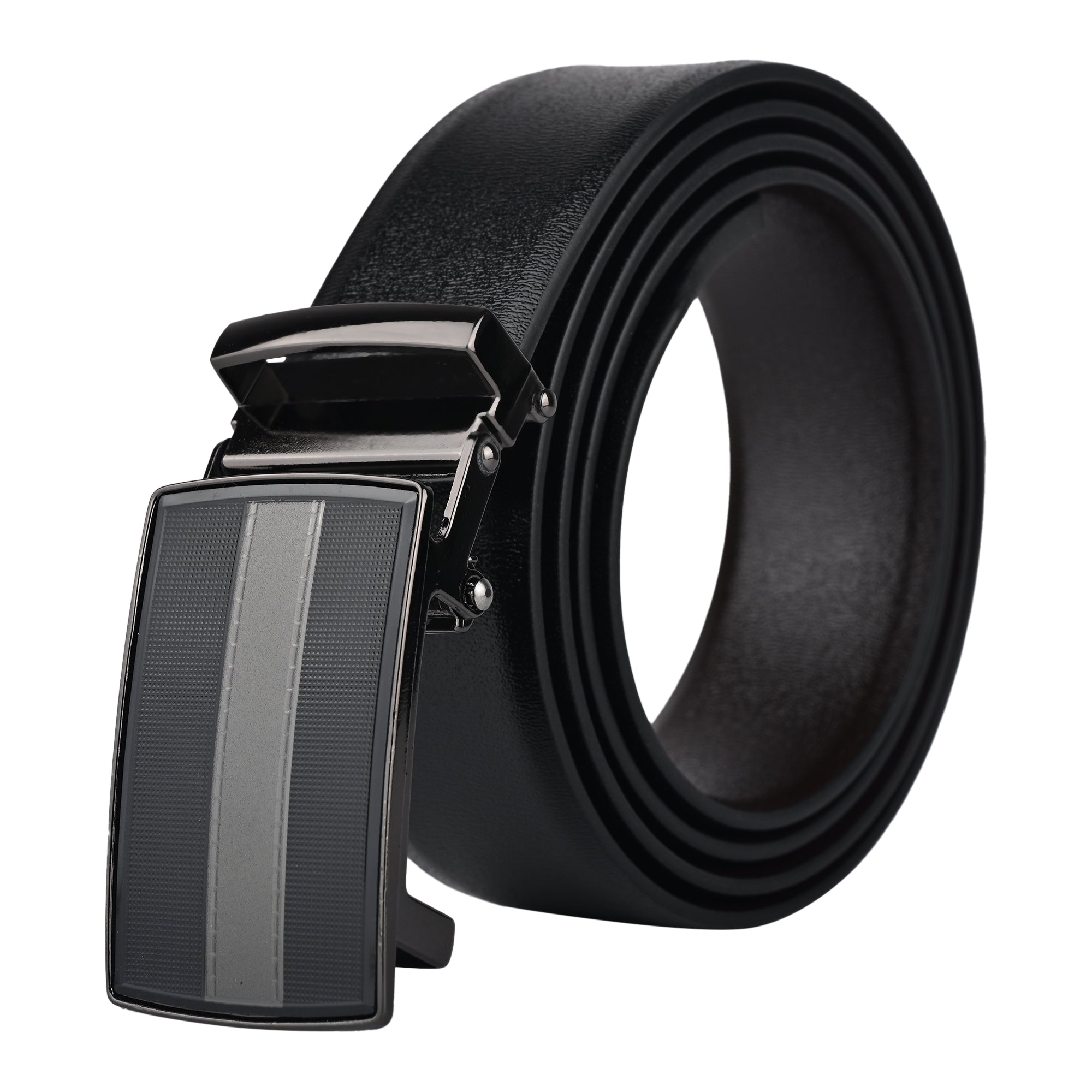 Moda B Premium Italian Leather Reversible Waist Belt, Autolock Buckle, Black and Brown, Fits Waist Size up to 44 Inches. For Men STYLE 3