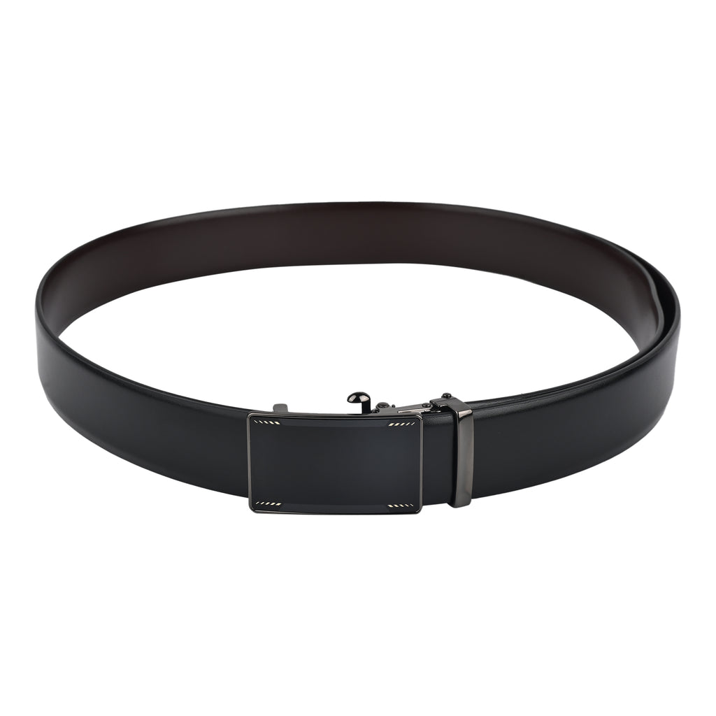 Moda B Premium Italian Leather Reversible Waist Belt, Autolock Buckle, Black and Brown, Fits Waist Size up to 44 Inches. For Men STYLE 4