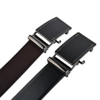 Moda B Premium Italian Leather Reversible Waist Belt, Autolock Buckle, Black and Brown, Fits Waist Size up to 44 Inches. For Men STYLE 4