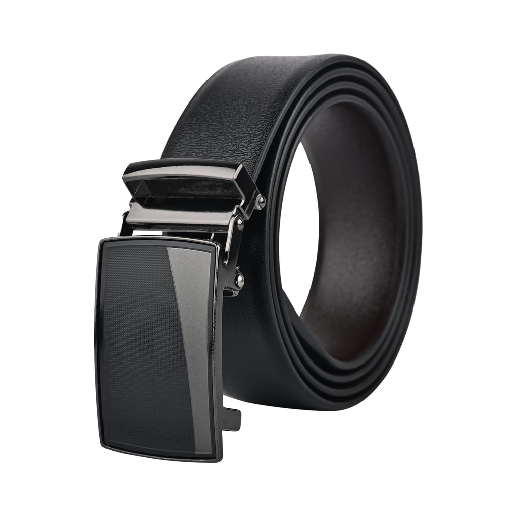 Moda B Premium Italian Leather Reversible Waist Belt, Autolock Buckle, Black and Brown, Fits Waist Size up to 44 Inches. For Men STYLE 1