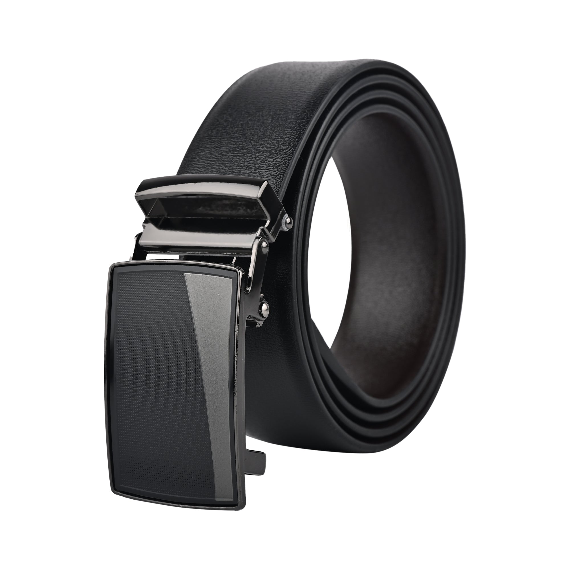 Moda B Premium Italian Leather Reversible Waist Belt, Autolock Buckle, Black and Brown, Fits Waist Size up to 44 Inches. For Men STYLE 1