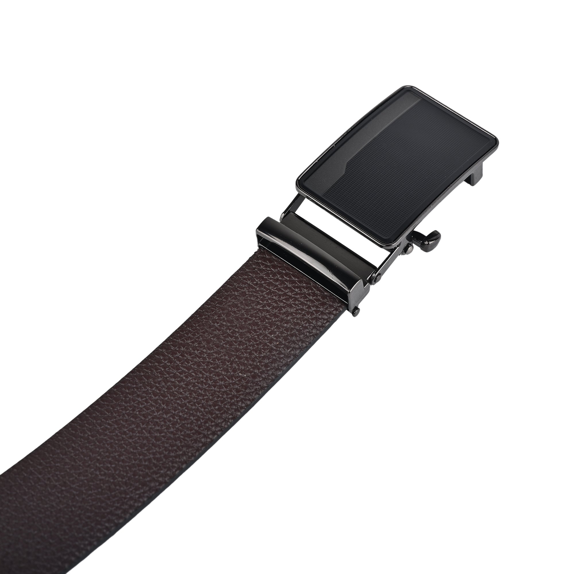 Moda B Premium Leather Reversible Waist Belt, Autolock Buckle, Black and Brown, Fits Waist Size up to 44 Inches. For Men. STYLE 5