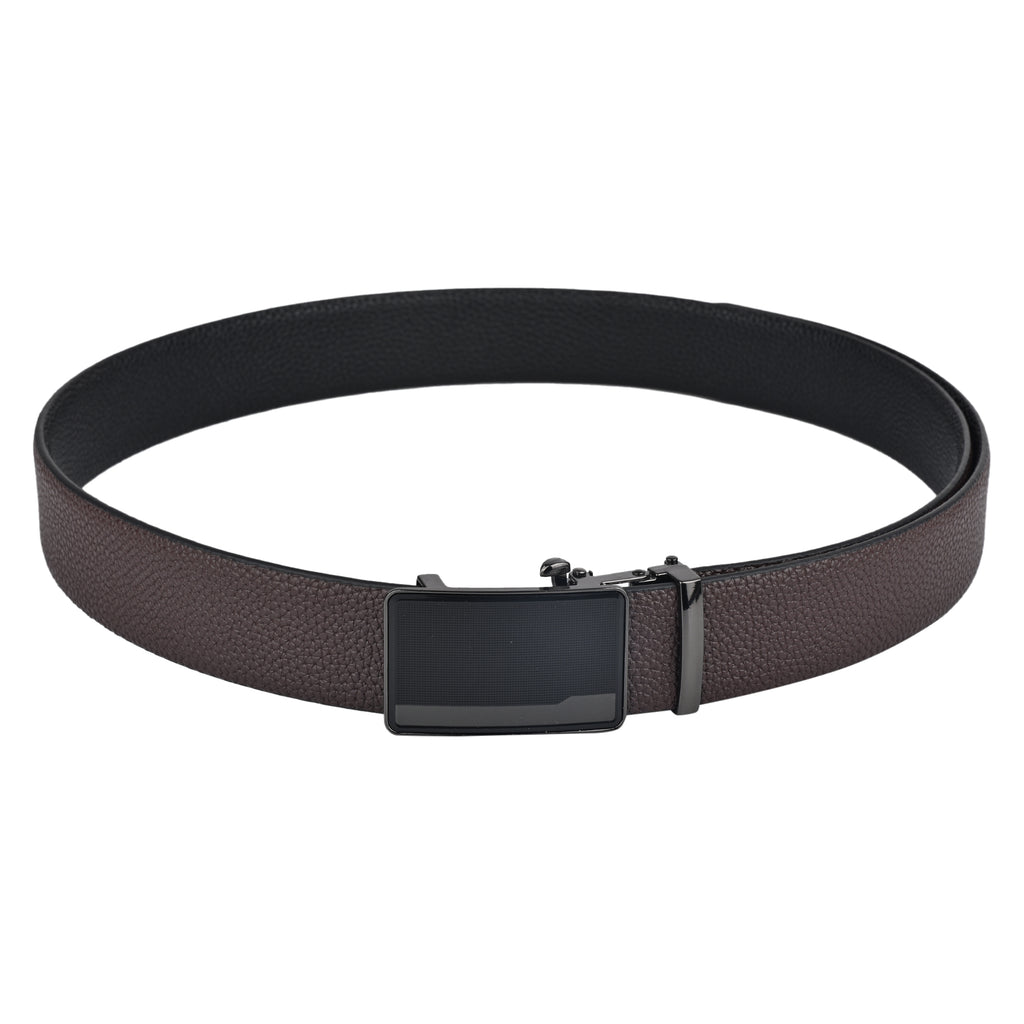 Moda B Premium Leather Reversible Waist Belt, Autolock Buckle, Black and Brown, Fits Waist Size up to 44 Inches. For Men. STYLE 5
