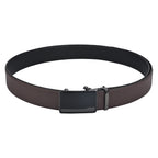 Moda B Premium Leather Reversible Waist Belt, Autolock Buckle, Black and Brown, Fits Waist Size up to 44 Inches. For Men. STYLE 5
