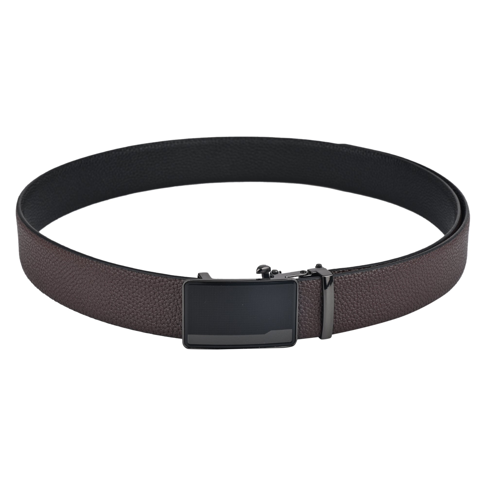 Moda B Premium Leather Reversible Waist Belt, Autolock Buckle, Black and Brown, Fits Waist Size up to 44 Inches. For Men. STYLE 5