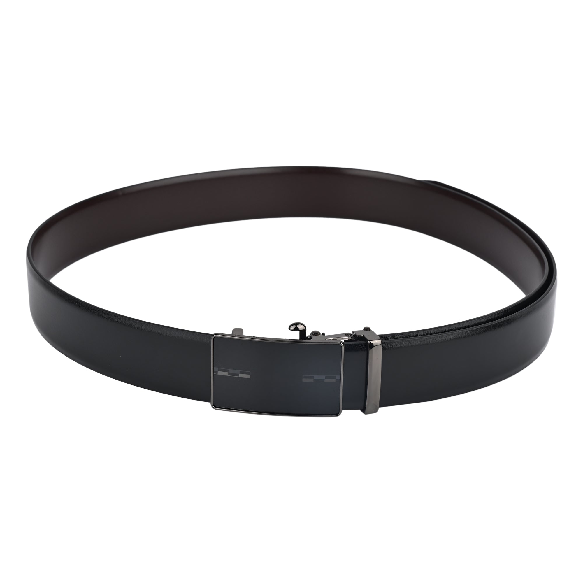 Moda B Premium Italian Leather Reversible Waist Belt, Autolock Buckle, Black and Brown, Fits Waist Size up to 44 Inches. For Men STYLE 5