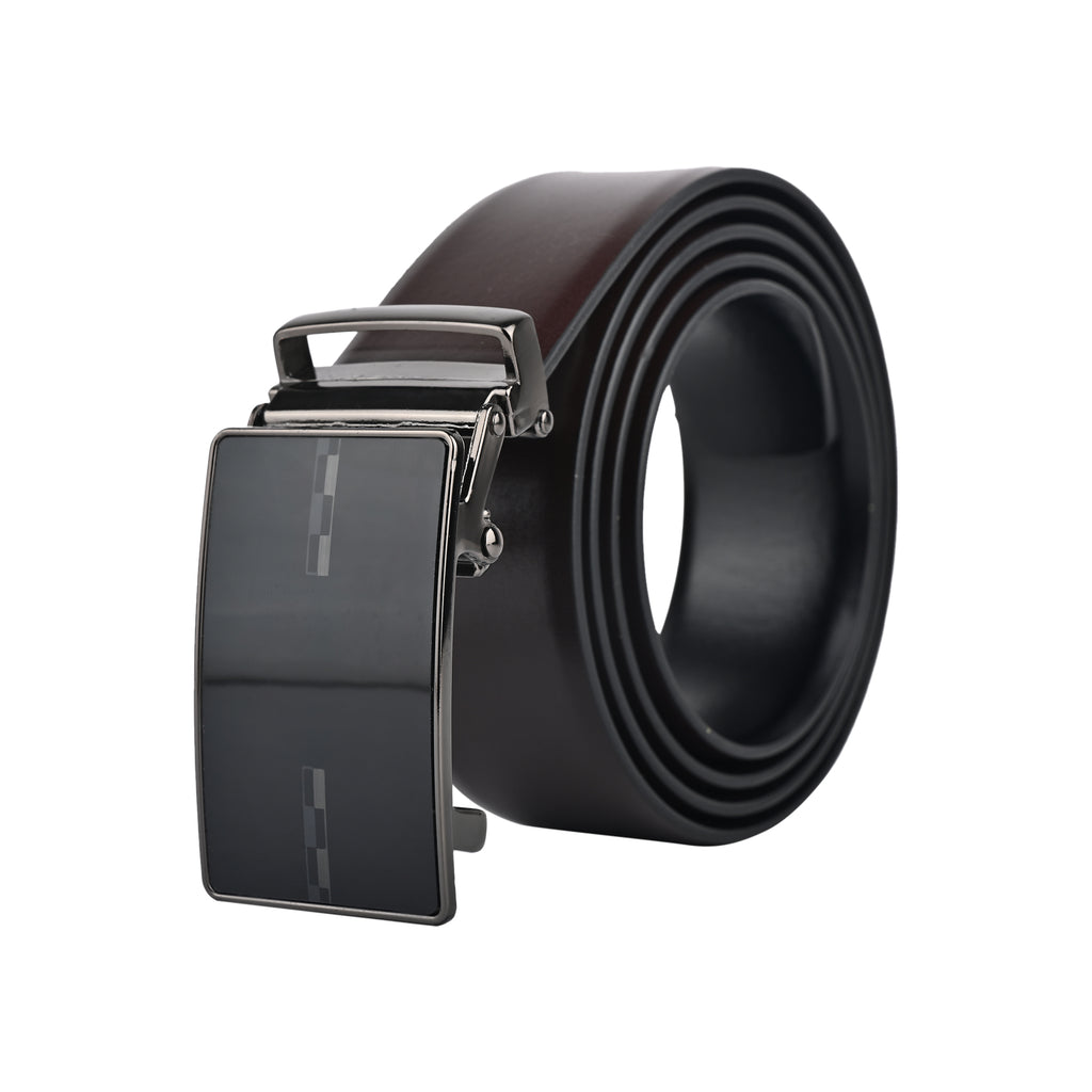 Moda B Premium Italian Leather Reversible Waist Belt, Autolock Buckle, Black and Brown, Fits Waist Size up to 44 Inches. For Men STYLE 5