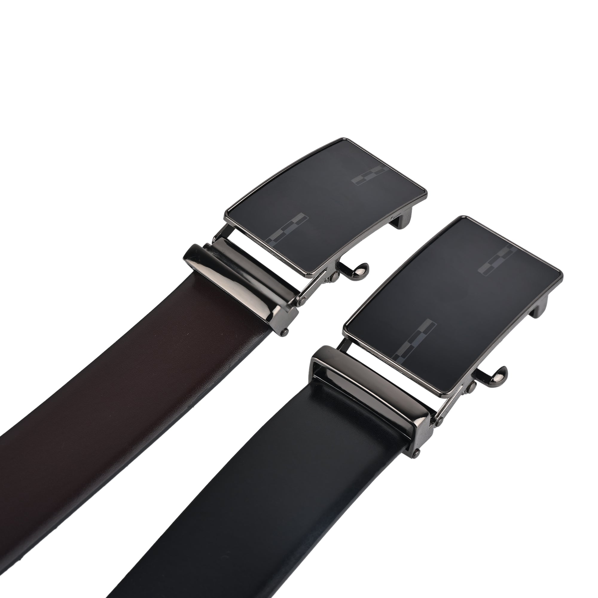 Moda B Premium Italian Leather Reversible Waist Belt, Autolock Buckle, Black and Brown, Fits Waist Size up to 44 Inches. For Men STYLE 5