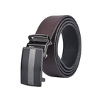 Moda B Premium Leather Reversible Waist Belt, Autolock Buckle, Black and Brown, Fits Waist Size up to 44 Inches. For Men. STYLE 4