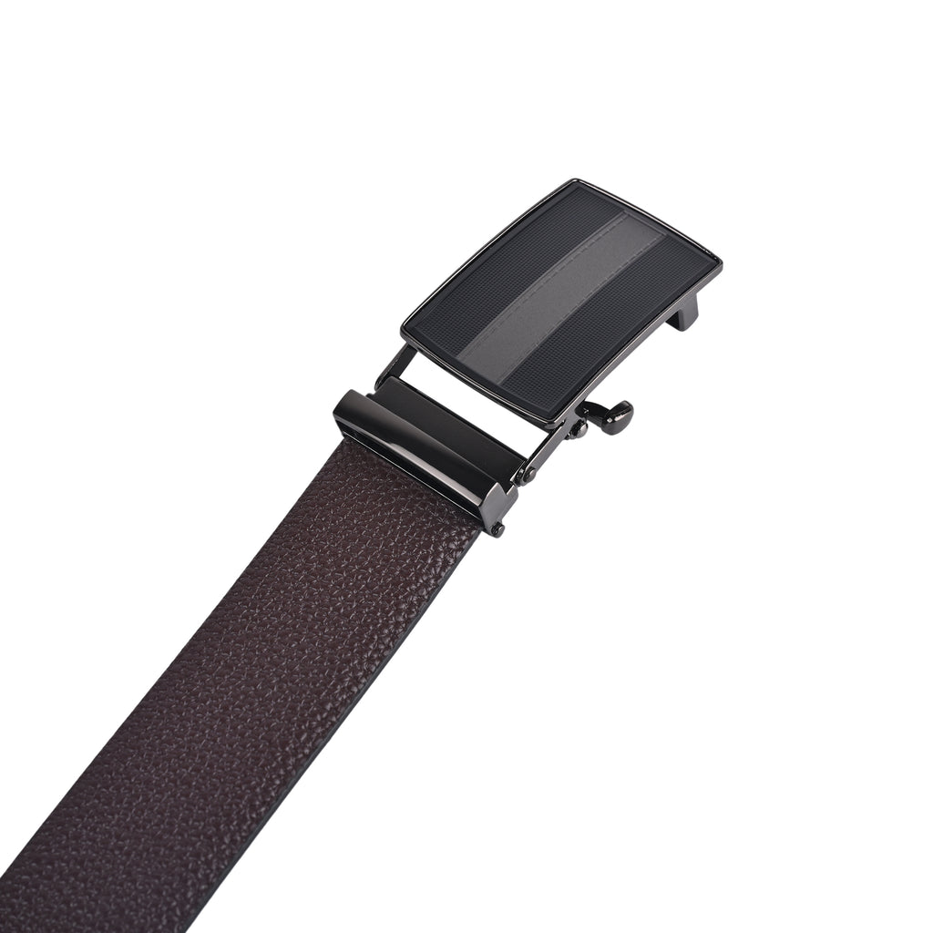 Moda B Premium Leather Reversible Waist Belt, Autolock Buckle, Black and Brown, Fits Waist Size up to 44 Inches. For Men. STYLE 4