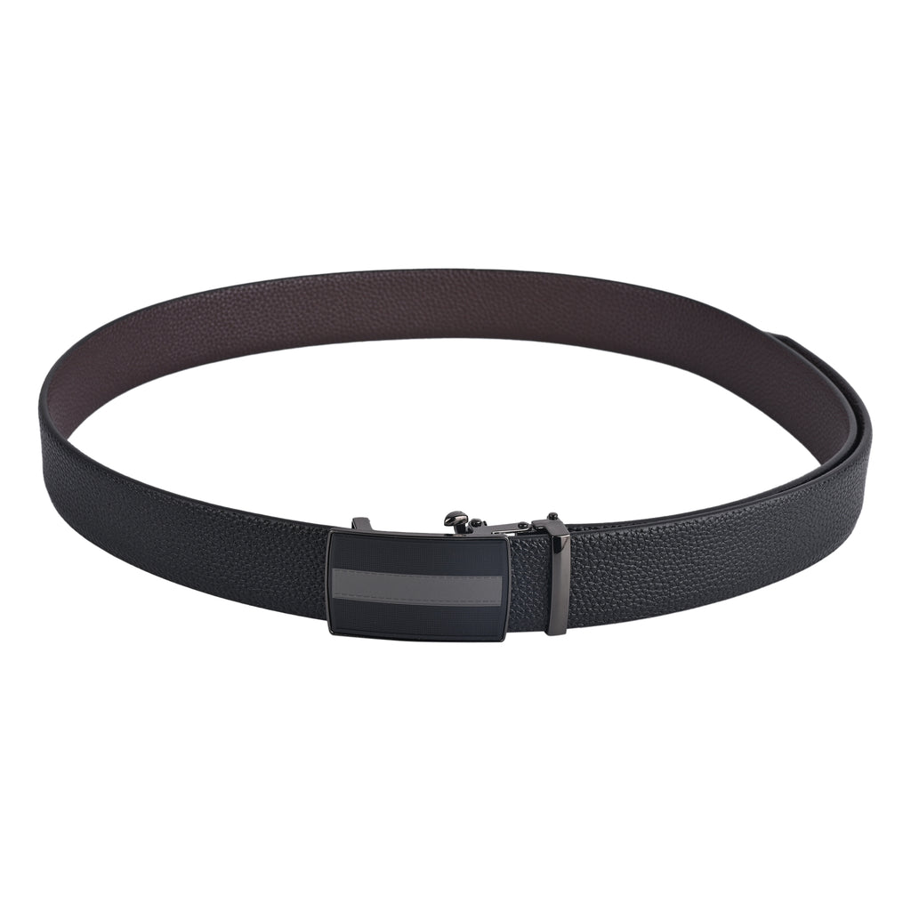 Moda B Premium Leather Reversible Waist Belt, Autolock Buckle, Black and Brown, Fits Waist Size up to 44 Inches. For Men. STYLE 4