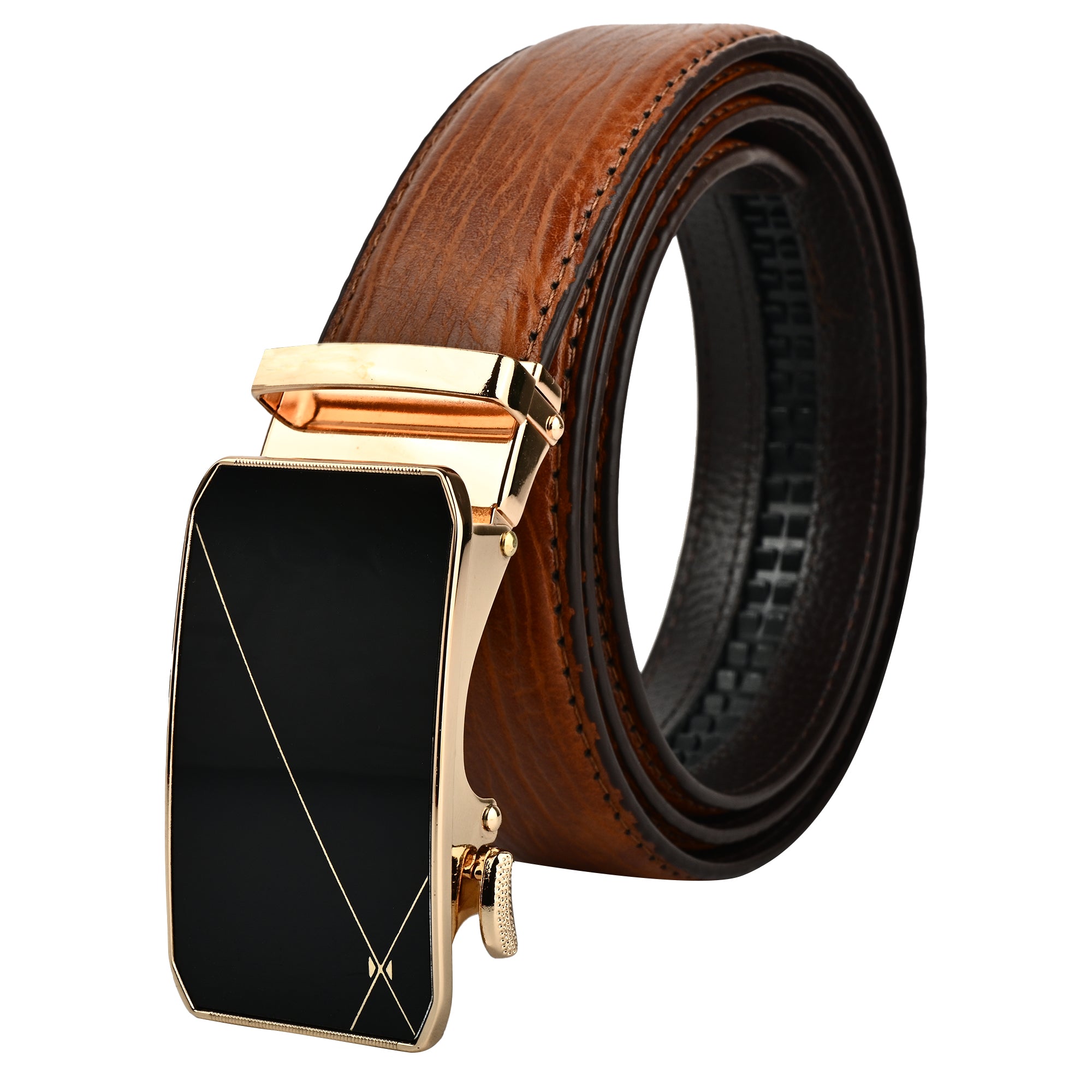 Moda B Aurum Mirage | Premium Leather Ratchet Buckal Waist Belt | 32-39 Inches Waist Size | Genuine Leather | For Men | Aurum Collection
