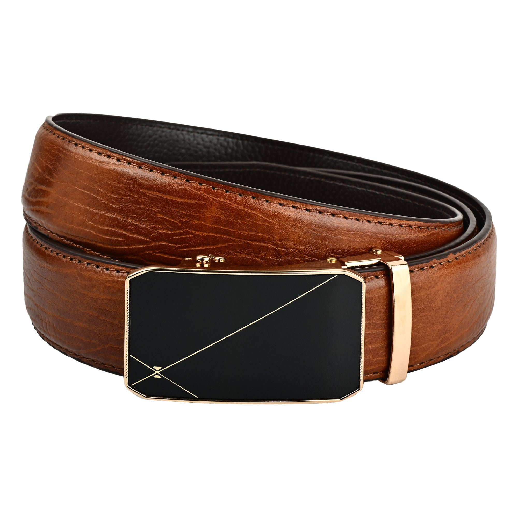 Moda B Aurum Mirage | Premium Leather Ratchet Buckal Waist Belt | 32-39 Inches Waist Size | Genuine Leather | For Men | Aurum Collection