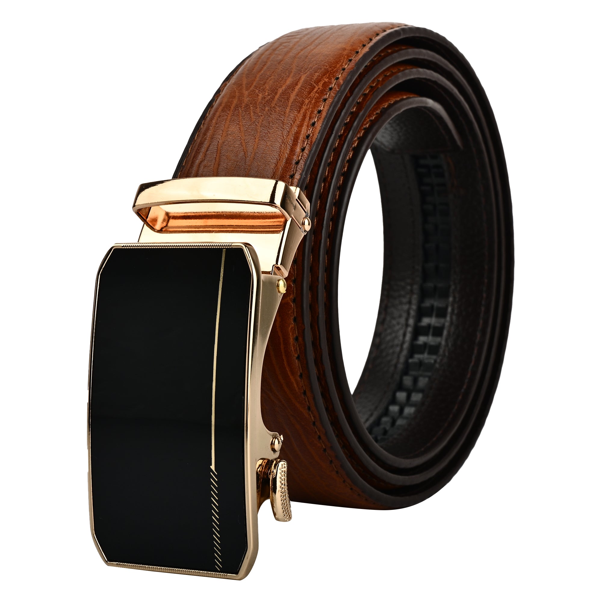 Moda B Aurum Cadence | Premium Leather Ratchet Buckal Waist Belt | 32-39 Inches Waist Size | Genuine Leather | For Men | Aurum Collection