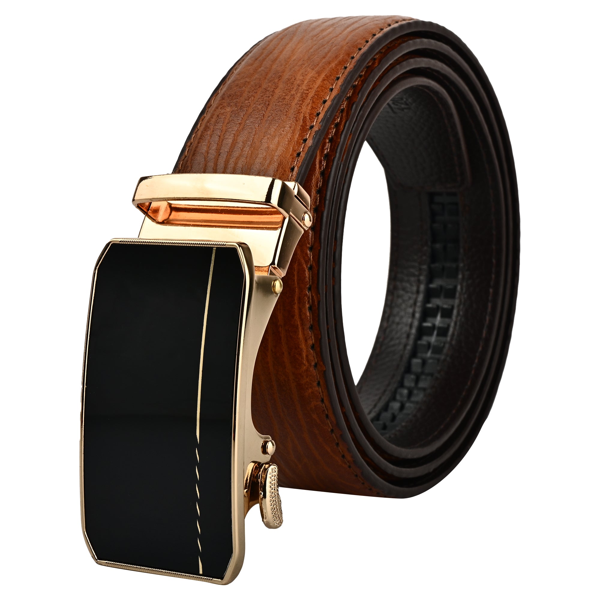 Moda B Aurum Arlune | Premium Leather Ratchet Buckal Waist Belt | 32-39 Inches Waist Size | Genuine Leather | For Men | Aurum Collection