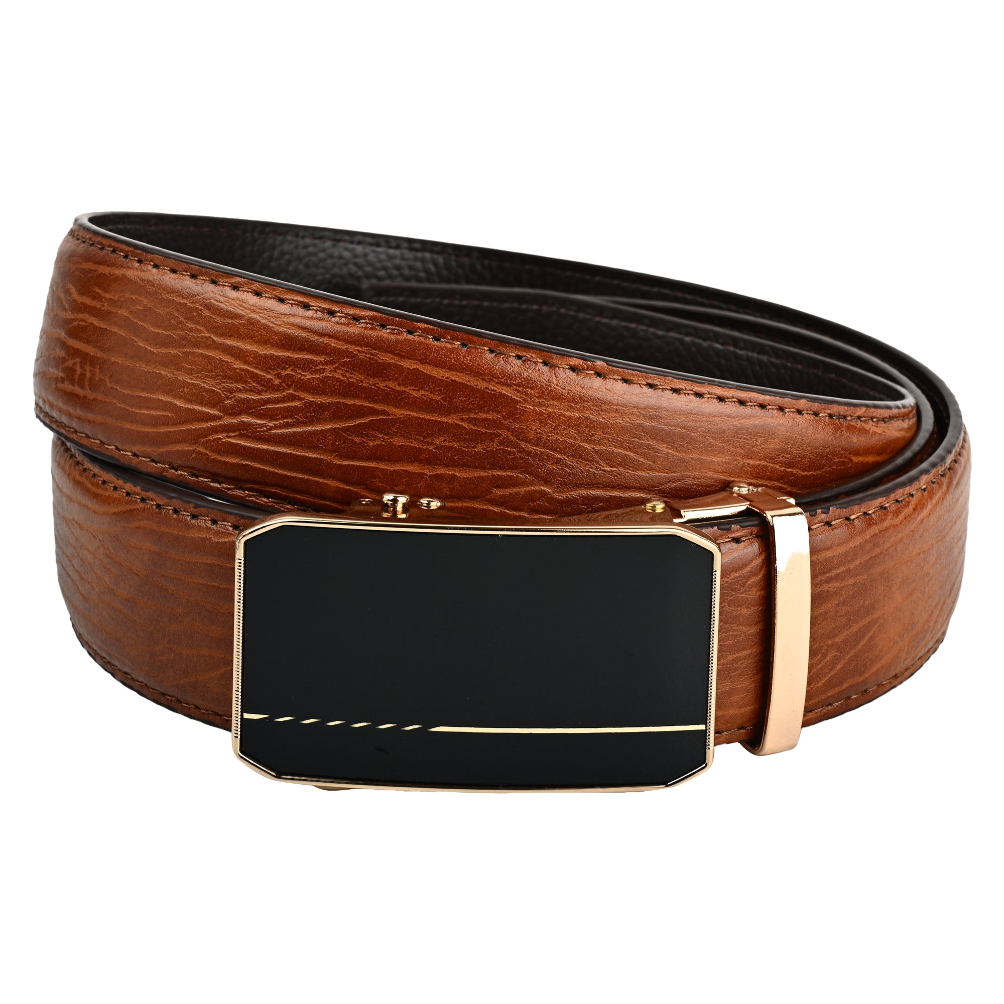 Moda B Aurum Arlune | Premium Leather Ratchet Buckal Waist Belt | 32-39 Inches Waist Size | Genuine Leather | For Men | Aurum Collection