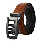 Moda B Monarch Noir Eclipse | Premium Leather Ratchet Buckal Waist Belt | 32-39 Inches Waist Size | Genuine Leather | For Men | Monarch Collection