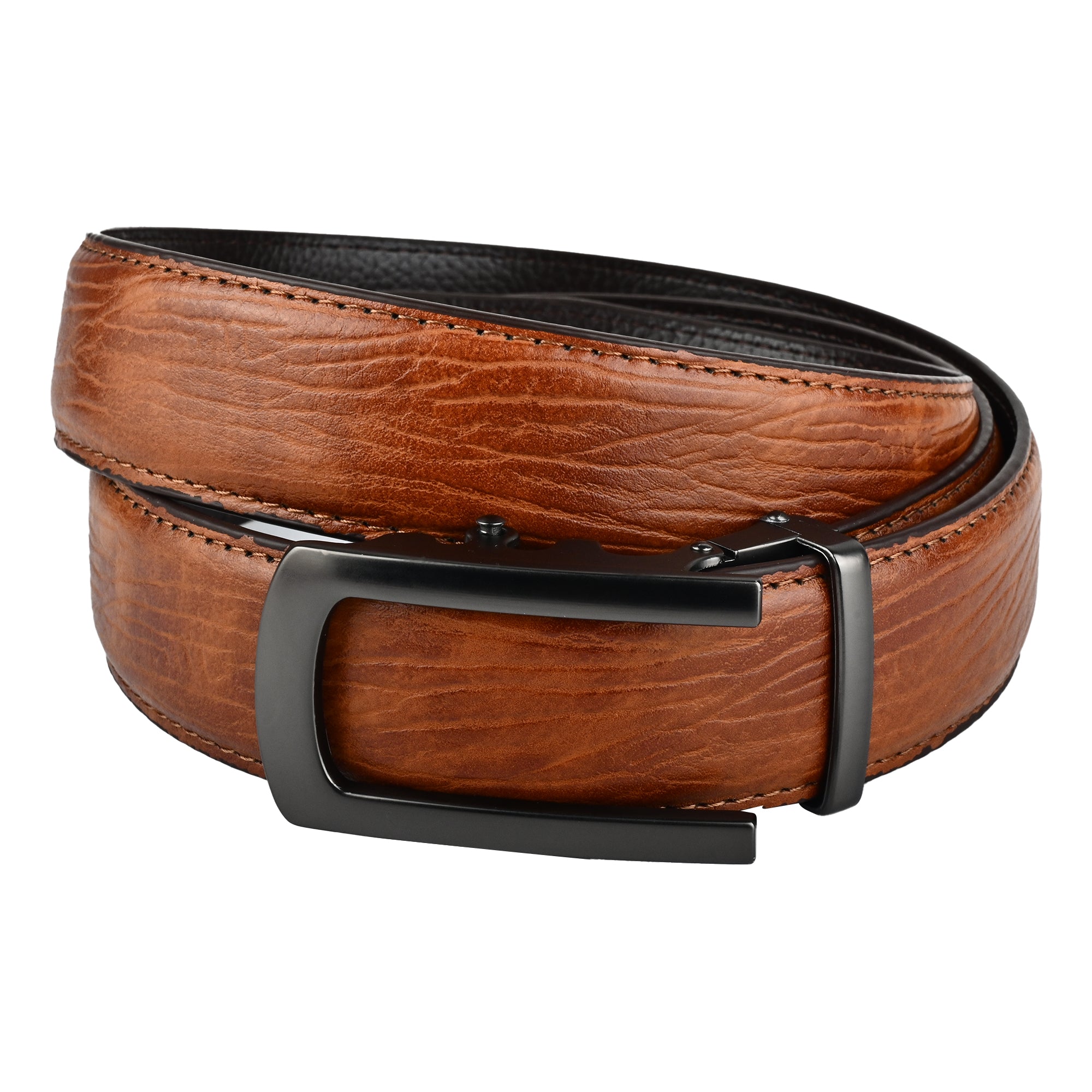 Moda B Monarch Noir Eclipse | Premium Leather Ratchet Buckal Waist Belt | 32-39 Inches Waist Size | Genuine Leather | For Men | Monarch Collection