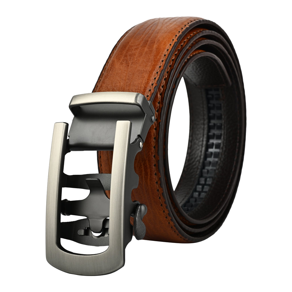 Moda B Monarch Sterling Slate | Premium Genuine Leather Ratchet Buckal Waist Belt | 32-39 Inches Waist Size | Genuine Leather | For Men | Monarch Collection