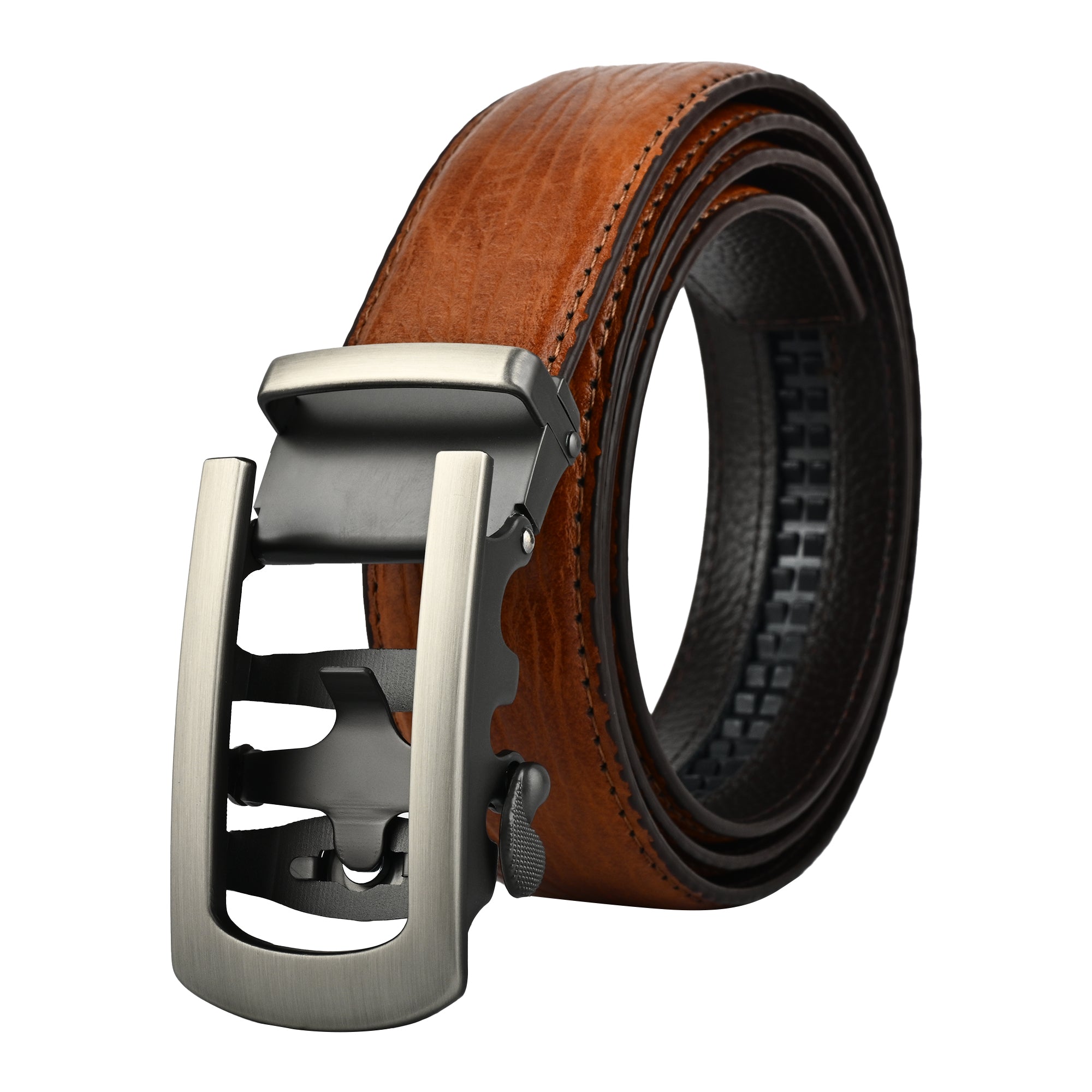 Moda B Monarch Sterling Slate | Premium Genuine Leather Ratchet Buckal Waist Belt | 32-39 Inches Waist Size | Genuine Leather | For Men | Monarch Collection