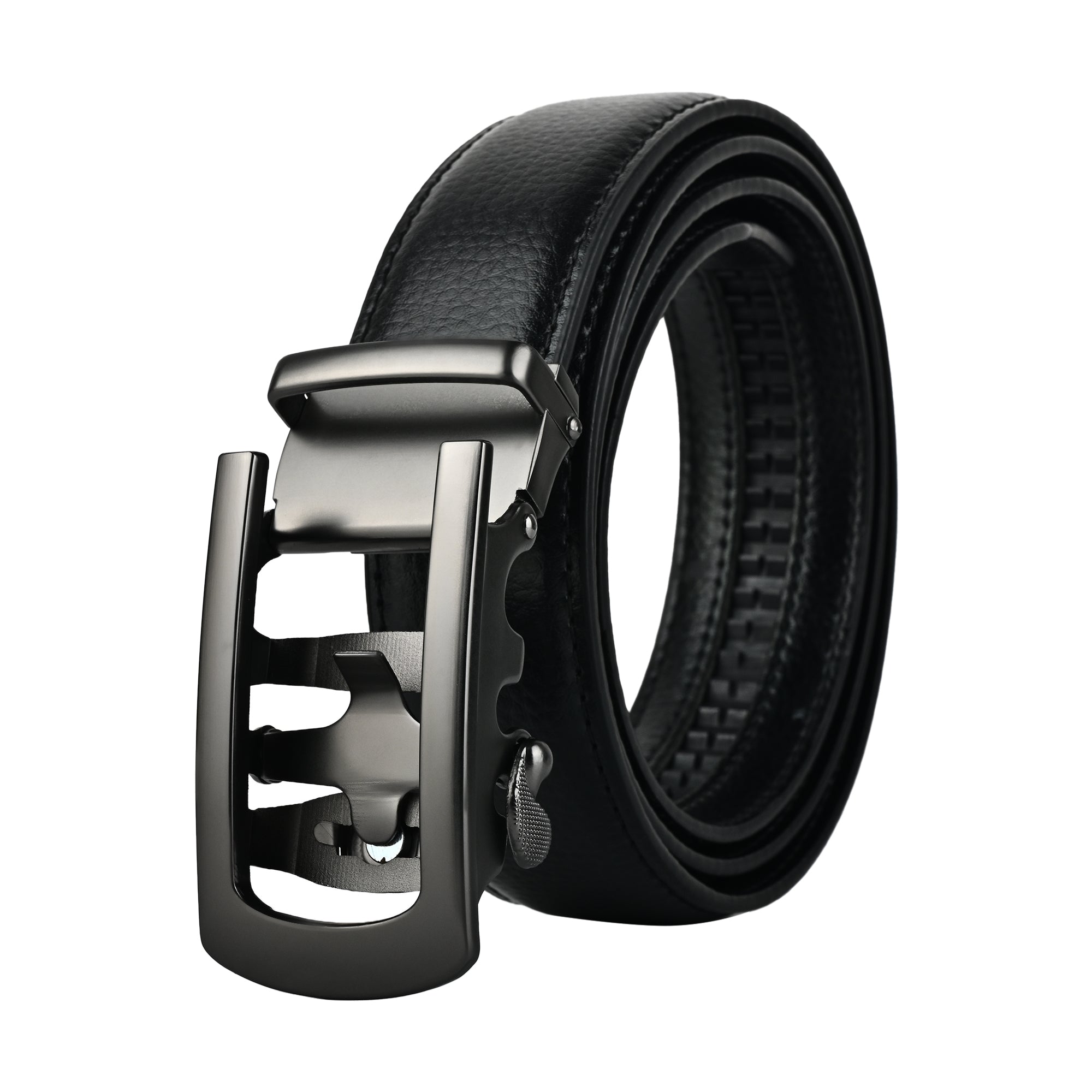 Moda B Monarch Noir Eclipse | Premium Leather Ratchet Buckal Waist Belt | 32-39 Inches Waist Size | Genuine Leather | For Men | Monarch Collection