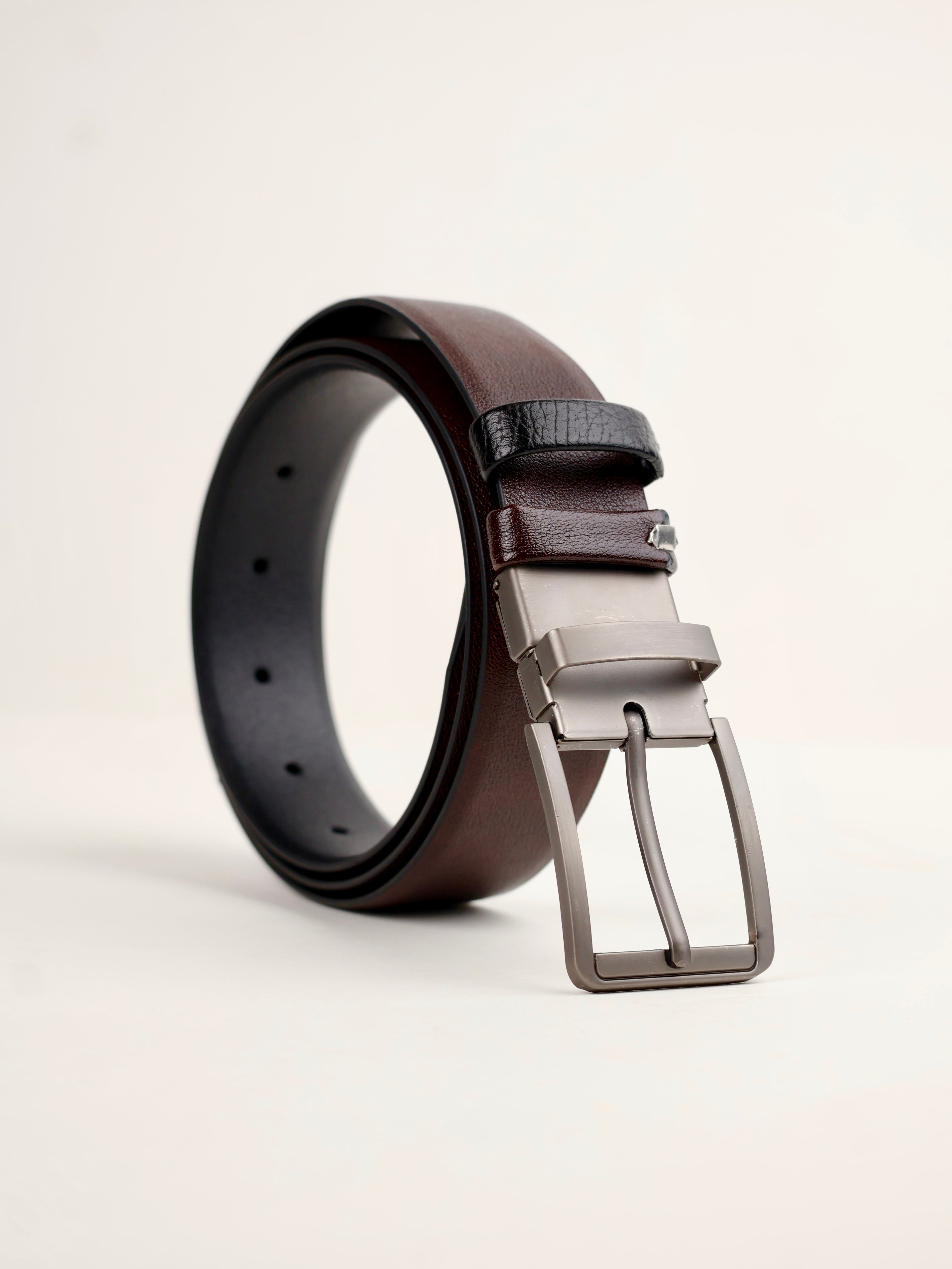 Milano Reversible Italian Premium Leather Belt, Pin Buckle, Reversible