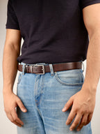 Milano Reversible Italian Premium Leather Belt, Pin Buckle, Reversible