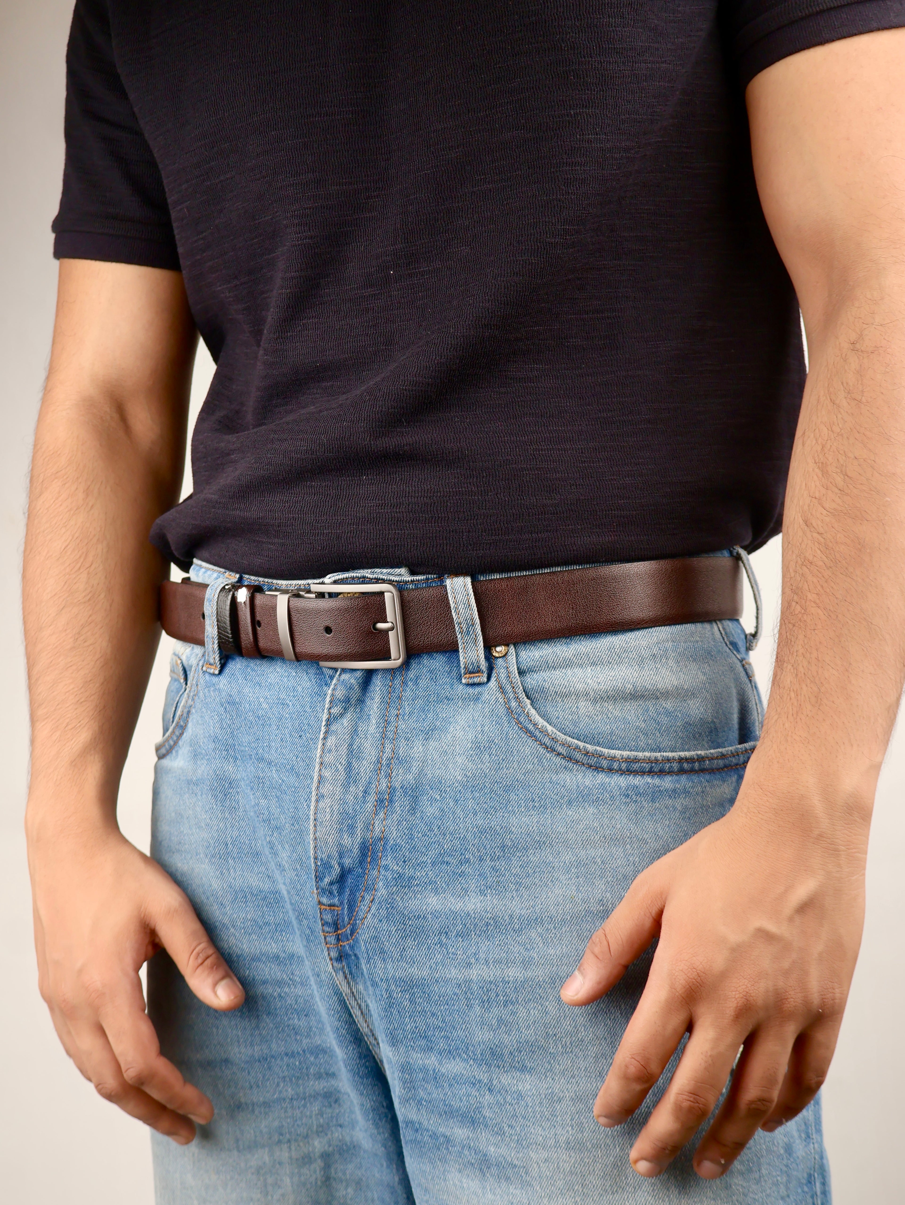 Milano Reversible Italian Premium Leather Belt, Pin Buckle, Reversible
