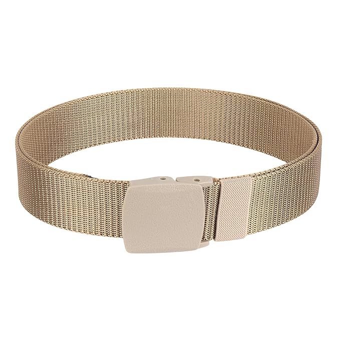 Woven Fabric Tactical Belt, Metal-Free Plastic Buckle, Airport Friendly, Free Size, Fits Waist Sizes Up to 44 Inches, Vegan Material, Unisex