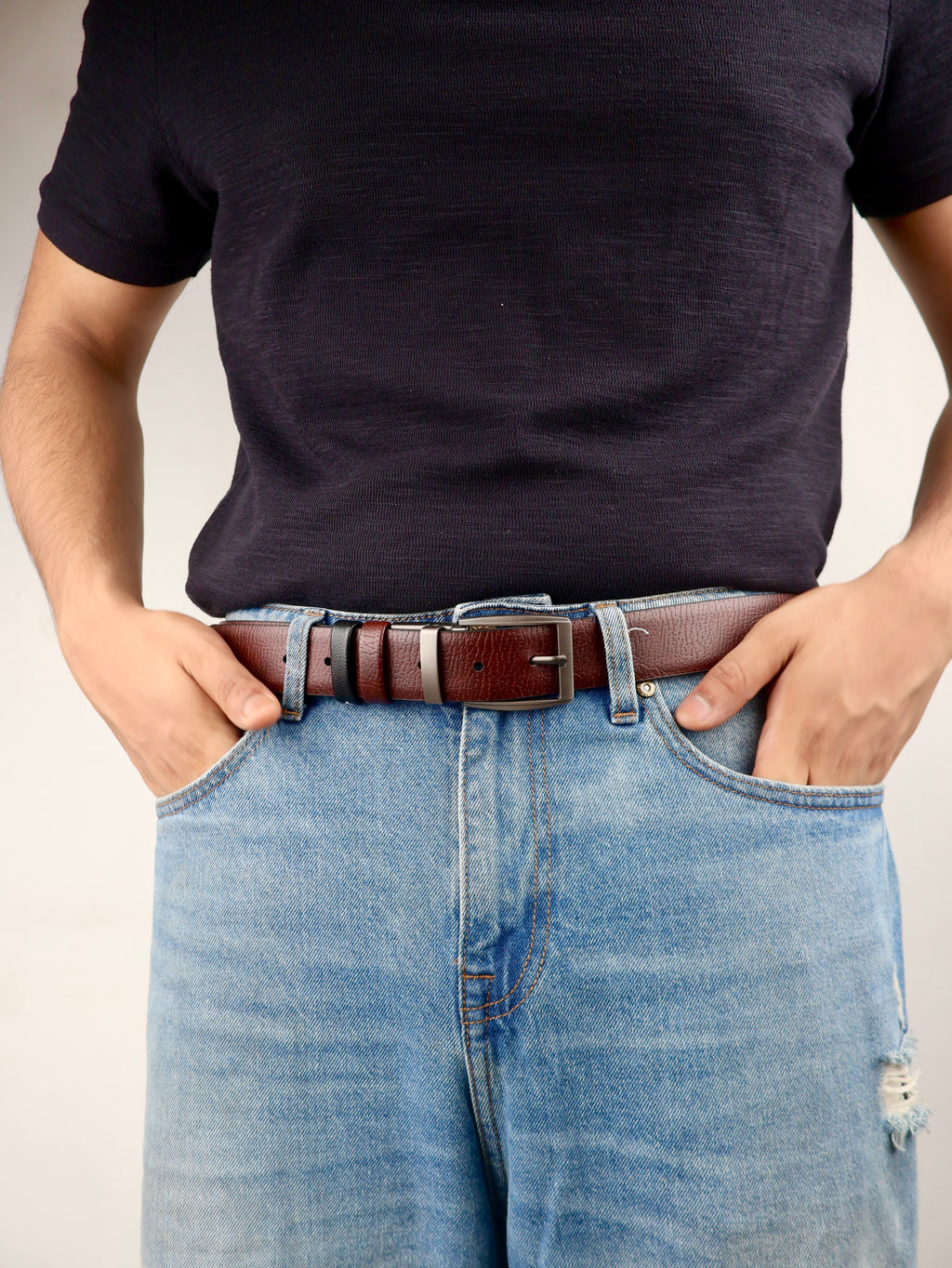 Torino Reversible Textured Premium Leather Belt, Pin Buckle